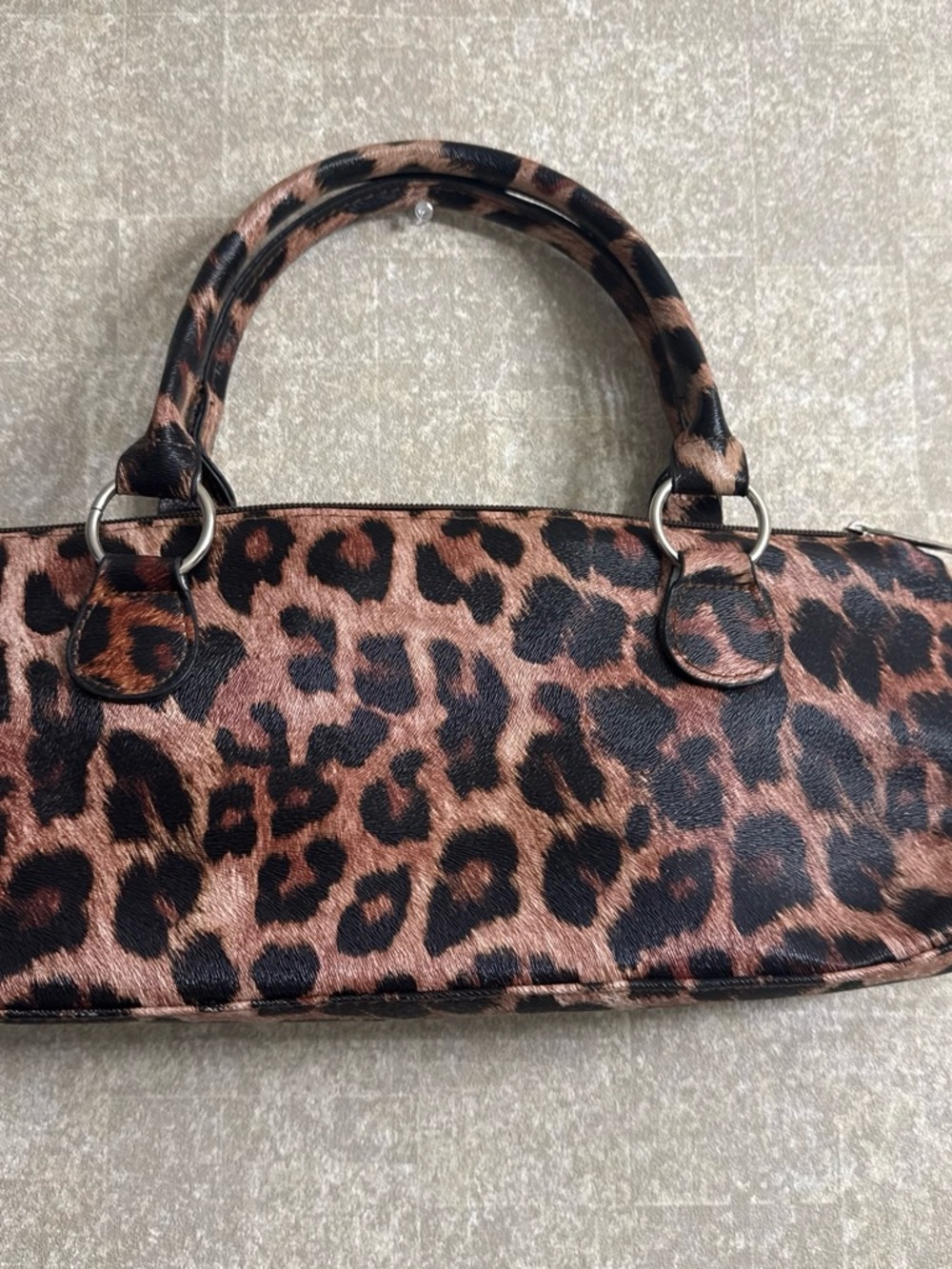 Leopard Print Mini Top-Handle Bag in Brown and Black